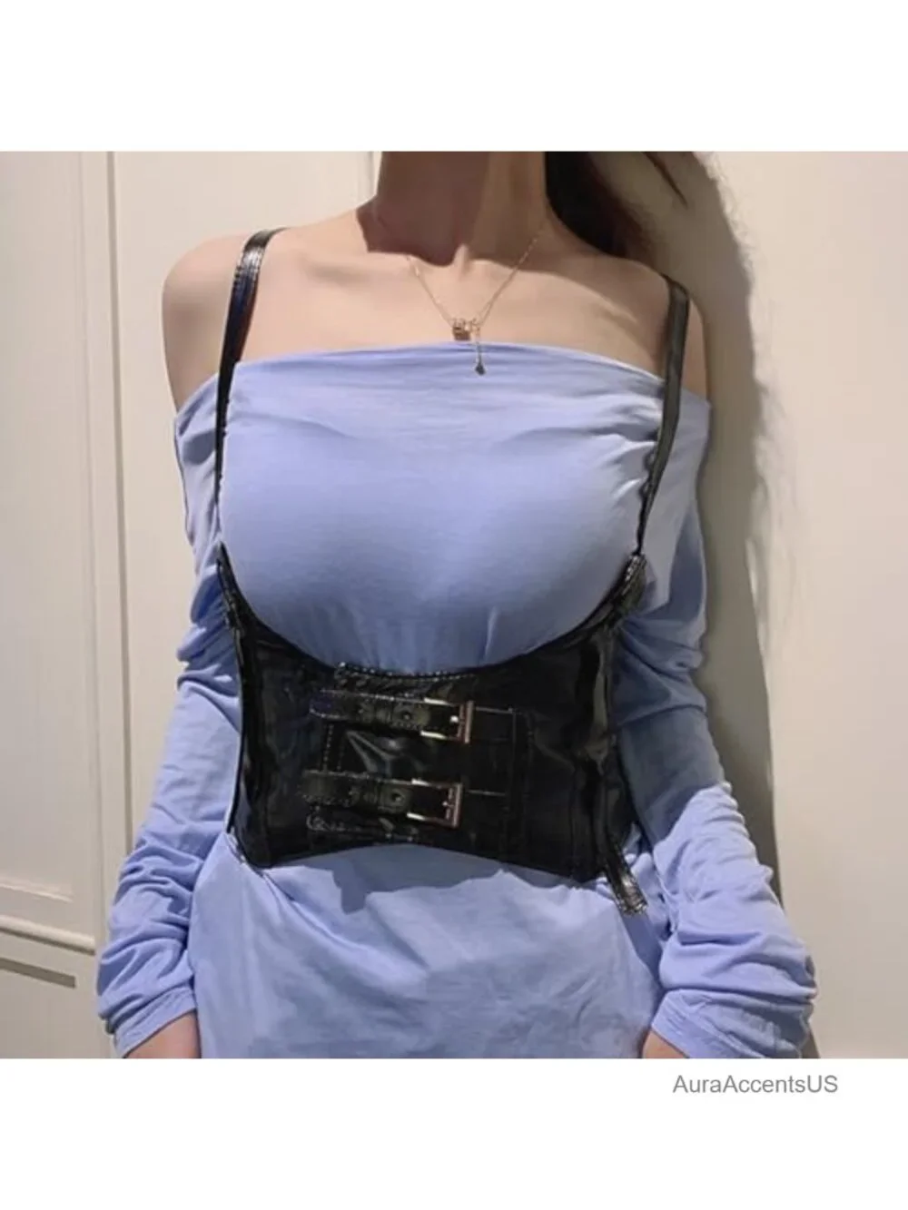 Faux Leather Wide Elastic Underbust Corset Belt Steampunk Waist Cincher